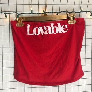 Vintage Red Bandeau Tube Crop Top Babygirl Lovable